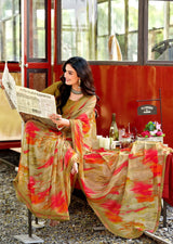 Krishnaleela Navrang Fancy Base with Pattern Printed Saree – 8 Pcs Set-M.R. Saree Emporium