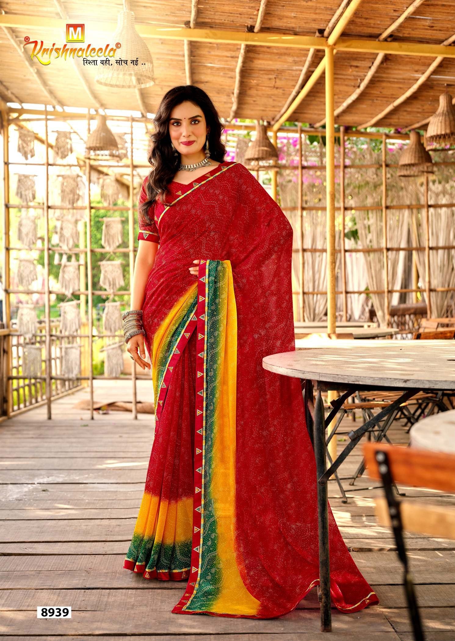 Krishnaleela Panghat-2 Georgette Printed Saree – 8 Pcs Set-M.R. Saree Emporium