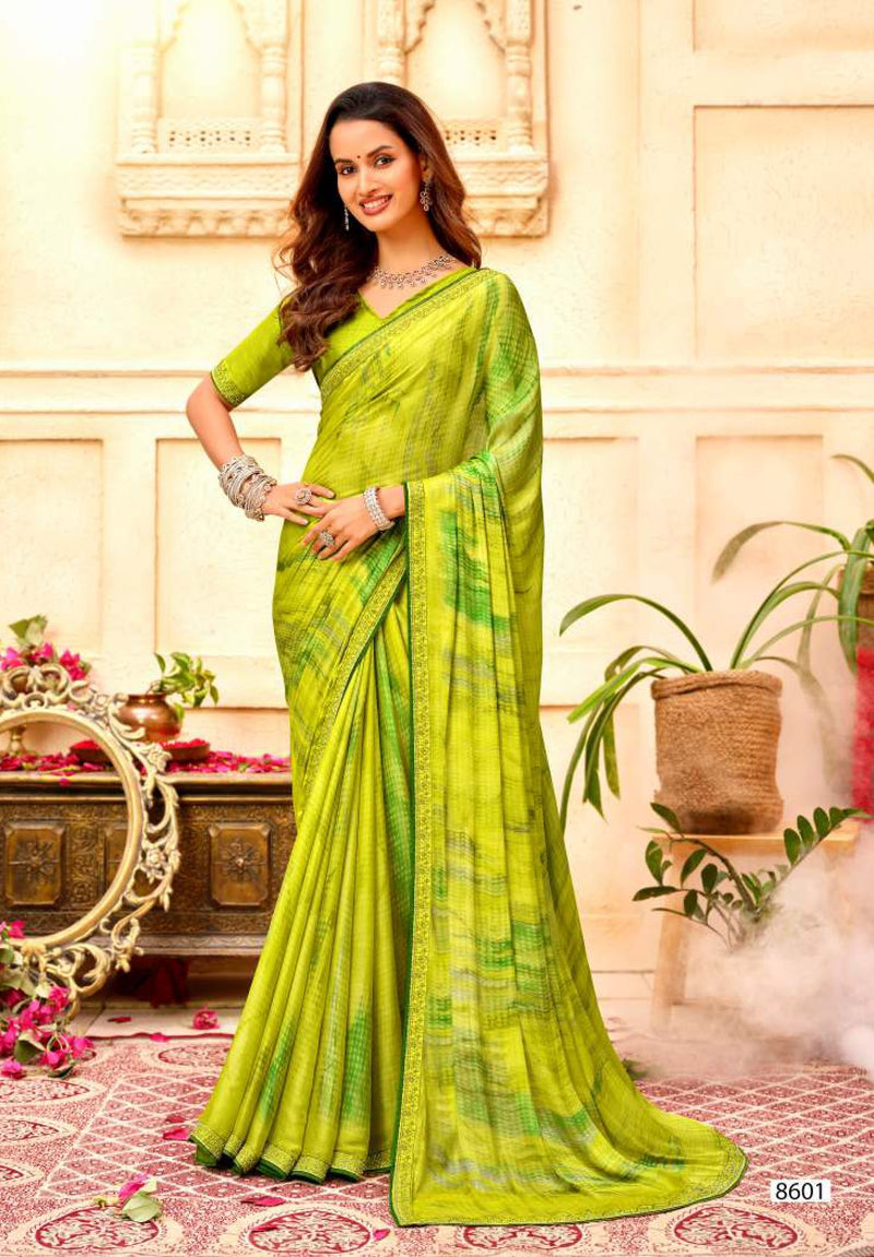 Krishnaleela Raspberry Fancy Print Saree – Set of 8 Pcs -M.R. Saree Emporium