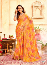 Krishnaleela Raspberry Fancy Print Saree – Set of 8 Pcs -M.R. Saree Emporium