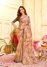 Krishnaleela Raspberry Fancy Print Saree – Set of 8 Pcs -M.R. Saree Emporium