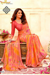 Krishnaleela Raspberry Fancy Print Saree – Set of 8 Pcs -M.R. Saree Emporium