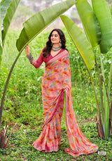 Krishnaleela Roohani-3 Fancy Base with Pattern Printed Saree – 8 Pcs Set-M.R. Saree Emporium
