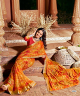 Krishnaleela Roohani-3 Fancy Base with Pattern Printed Saree – 8 Pcs Set-M.R. Saree Emporium