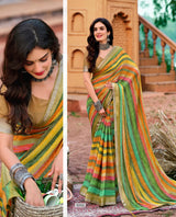 Krishnaleela Roohani-3 Fancy Base with Pattern Printed Saree – 8 Pcs Set-M.R. Saree Emporium