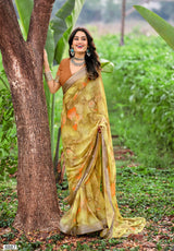 Krishnaleela Roohani-3 Fancy Base with Pattern Printed Saree – 8 Pcs Set-M.R. Saree Emporium