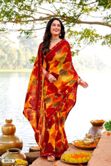 Krishnaleela Rukhmani Fancy Base with Pattern Printed Saree – 8 Pcs Set-M.R. Saree Emporium