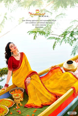 Krishnaleela Rukhmani Fancy Base with Pattern Printed Saree – 8 Pcs Set-M.R. Saree Emporium