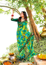 Krishnaleela Rukhmani Fancy Base with Pattern Printed Saree – 8 Pcs Set-M.R. Saree Emporium