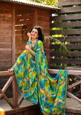 Krishnaleela Sondarya Fancy Base with Pattern Printed Saree – 8 Pcs Set-M.R. Saree Emporium