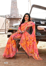 Krishnaleela Sondarya Fancy Base with Pattern Printed Saree – 8 Pcs Set-M.R. Saree Emporium