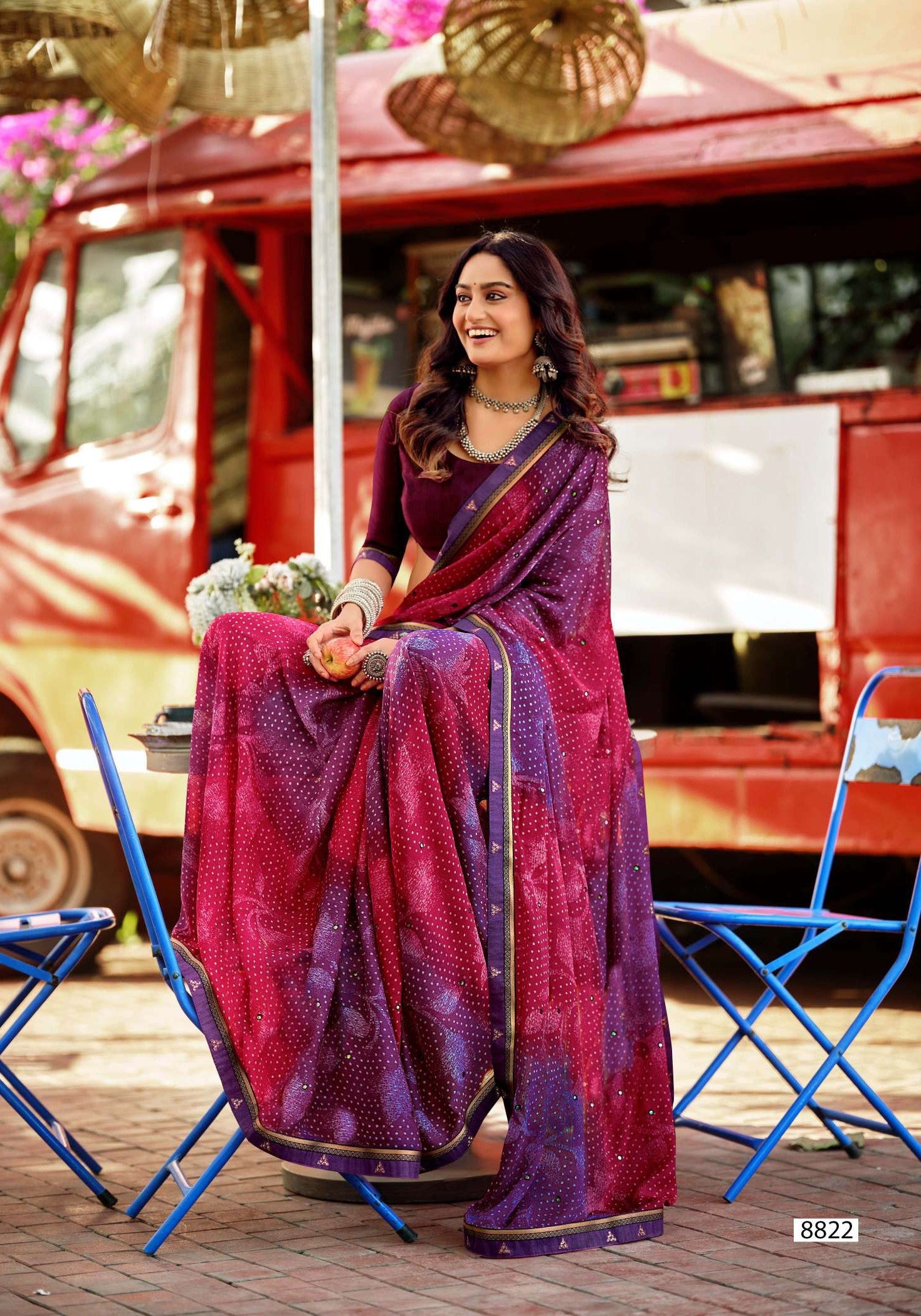 Krishnaleela Tutti Frutti Fancy Saree with Trendy Look – 8 Pcs Set-M.R. Saree Emporium