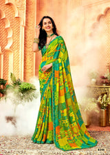 Krishnaleela Vishakha Georgette Fancy Print Saree – 8 Pcs Set  M.R. Saree Emporium
