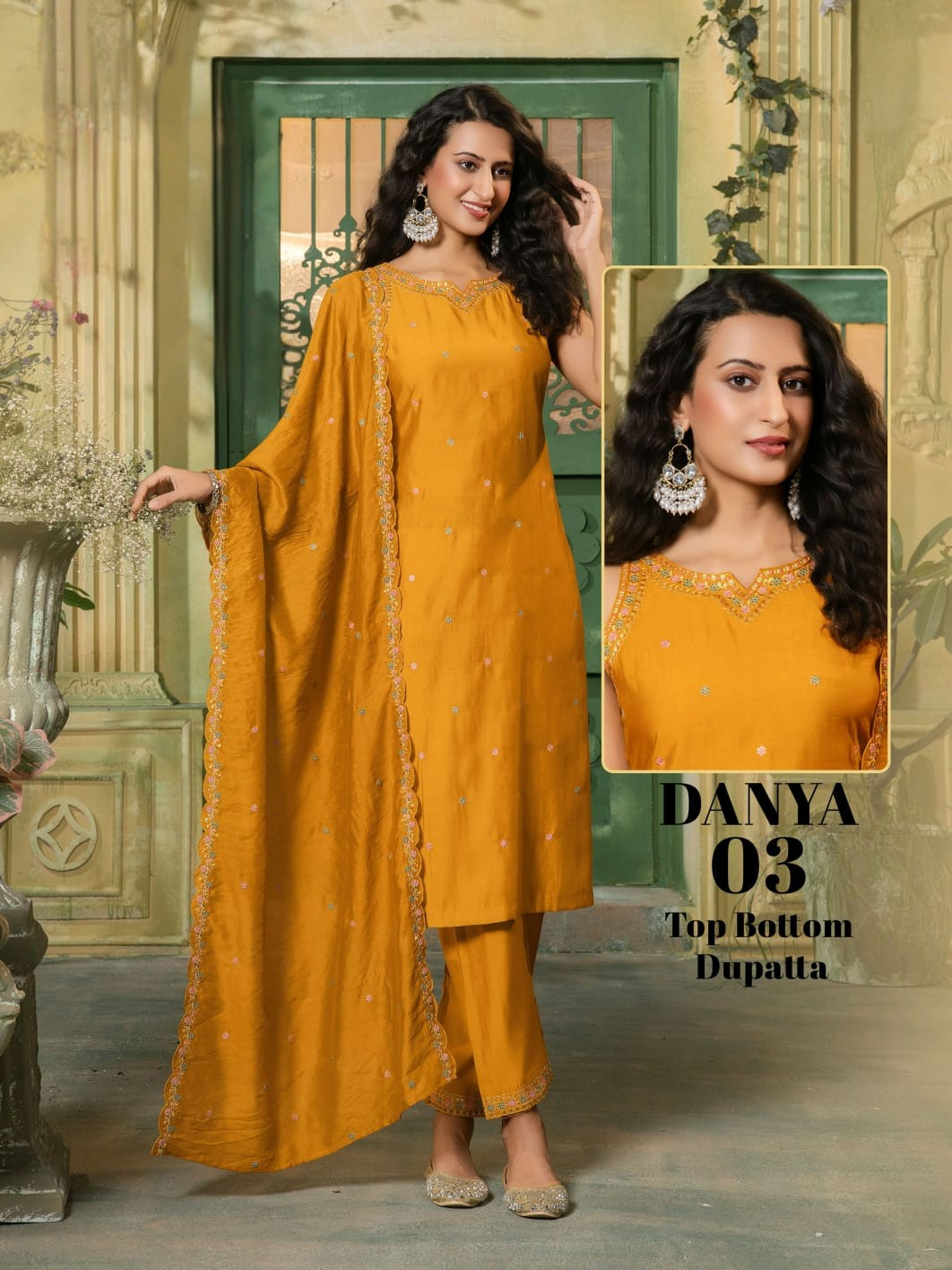 Danya Roman Silk Kurti Set 6 PCS with Chanderi Dupatta – M.R. Saree Emporium