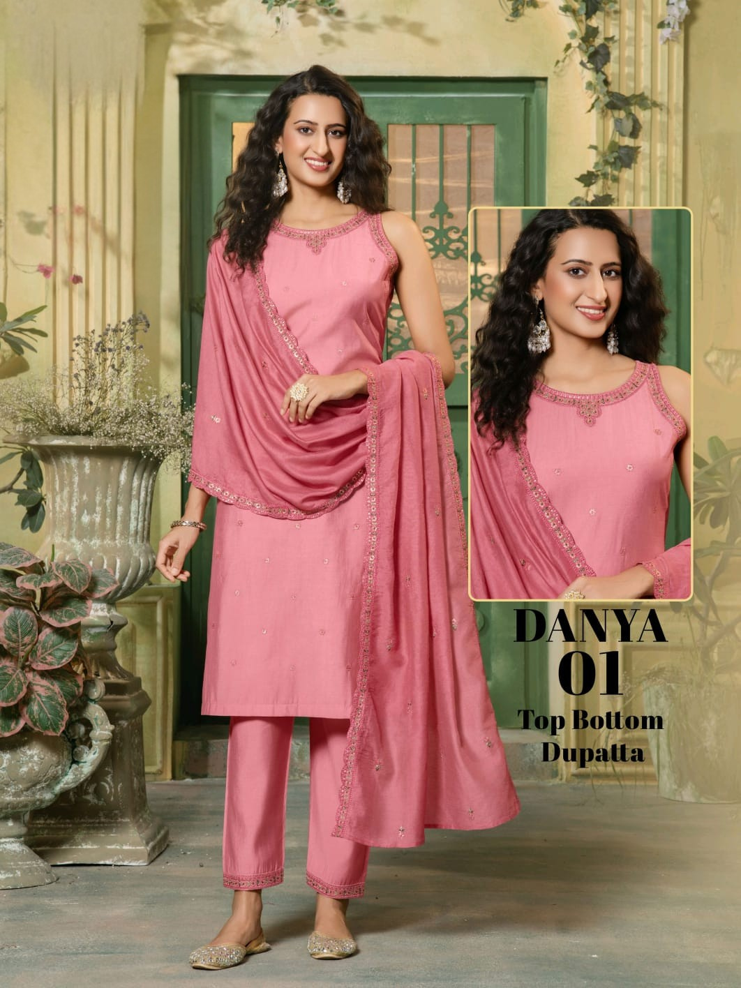 Danya Roman Silk Kurti Set 6 PCS with Chanderi Dupatta – M.R. Saree Emporium