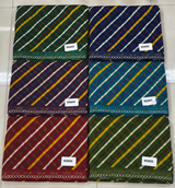 Latest Multicolor Bandhani Chiffon Saree - Designer Leheriya 6 Pcs Set
