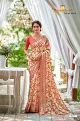 Krishnaleela Lavish-3 Brasso Printed Saree with Designer Border - 8 PCS Set