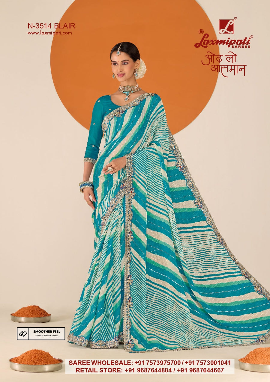 Laxmipati RUCHI Premium Designer Embroidered Saree Collection - 12 Pcs Wholesale Set