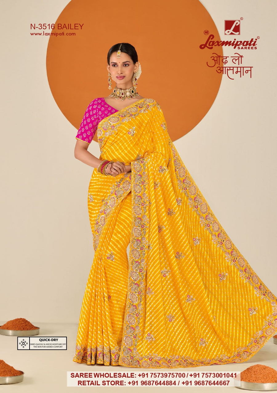 Laxmipati RUCHI Premium Designer Embroidered Saree Collection - 12 Pcs Wholesale Set