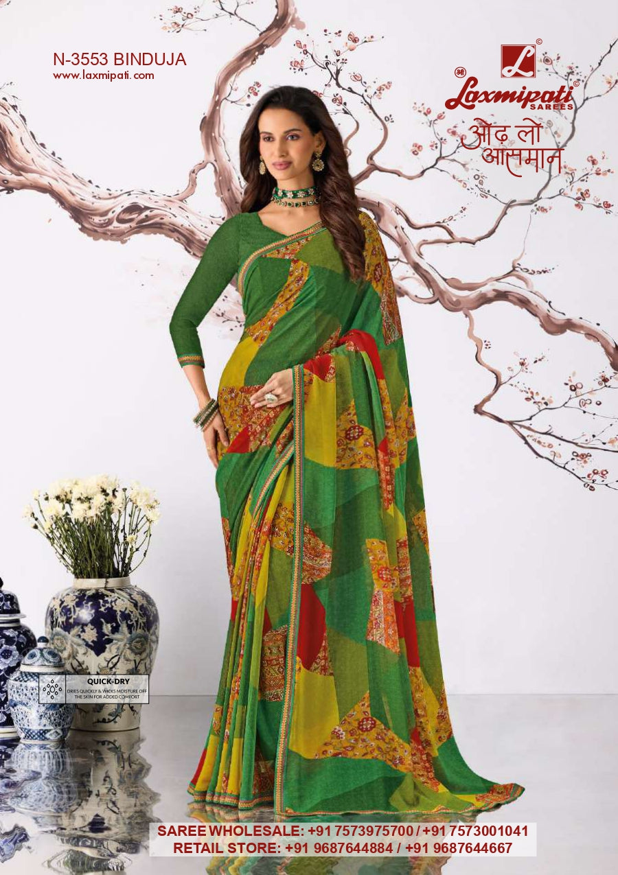 Laxmipati Rekha Premium Georgette Printed Designer Saree - 12 PCS Wholesale Set