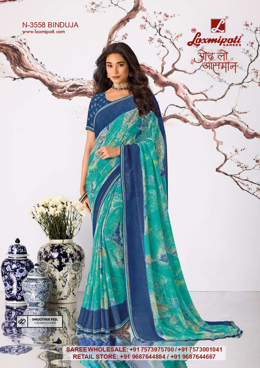 Laxmipati Rekha Premium Georgette Printed Designer Saree - 12 PCS Wholesale Set