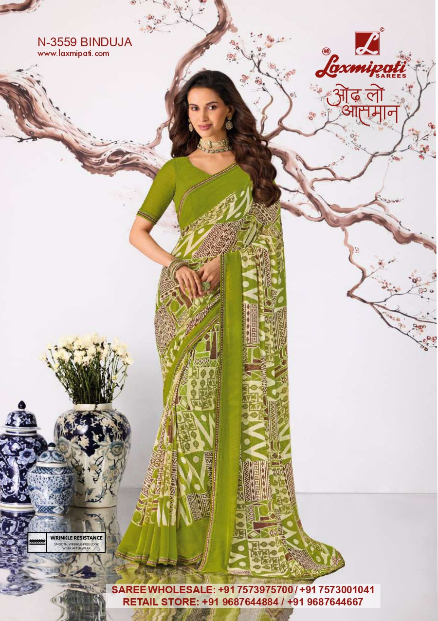 Laxmipati Rekha Premium Georgette Printed Designer Saree - 12 PCS Wholesale Set