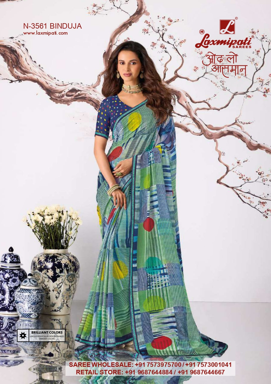 Laxmipati Rekha Premium Georgette Printed Designer Saree - 12 PCS Wholesale Set