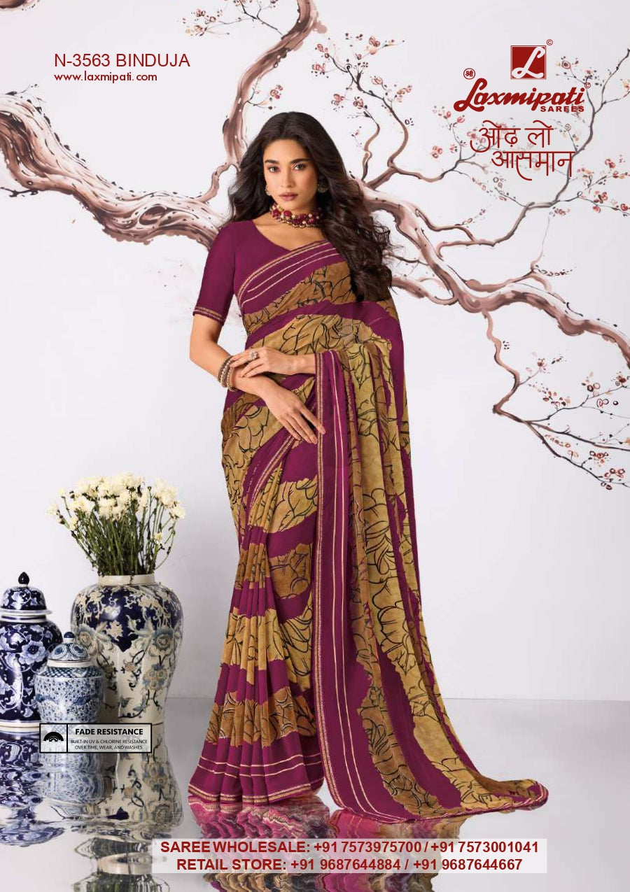 Laxmipati Rekha Premium Georgette Printed Designer Saree - 12 PCS Wholesale Set
