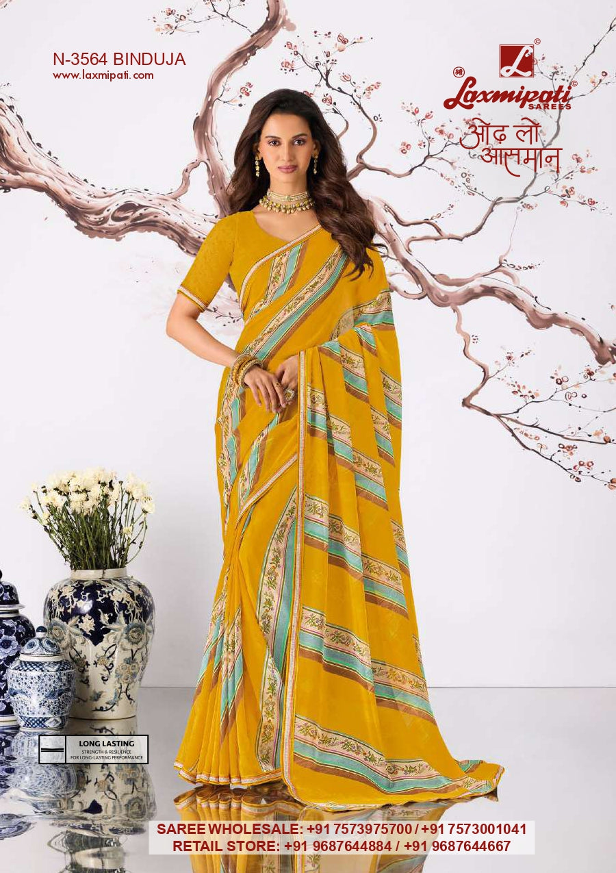 Laxmipati Rekha Premium Georgette Printed Designer Saree - 12 PCS Wholesale Set