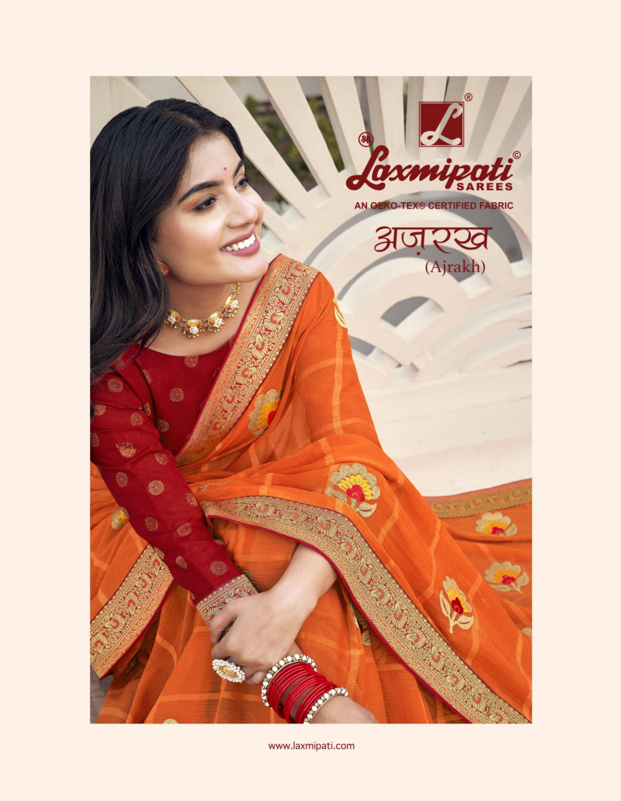 Laxmipati Ajrakh Fancy Print Work Saree 10 Pcs Set – M.R. Saree Emporium