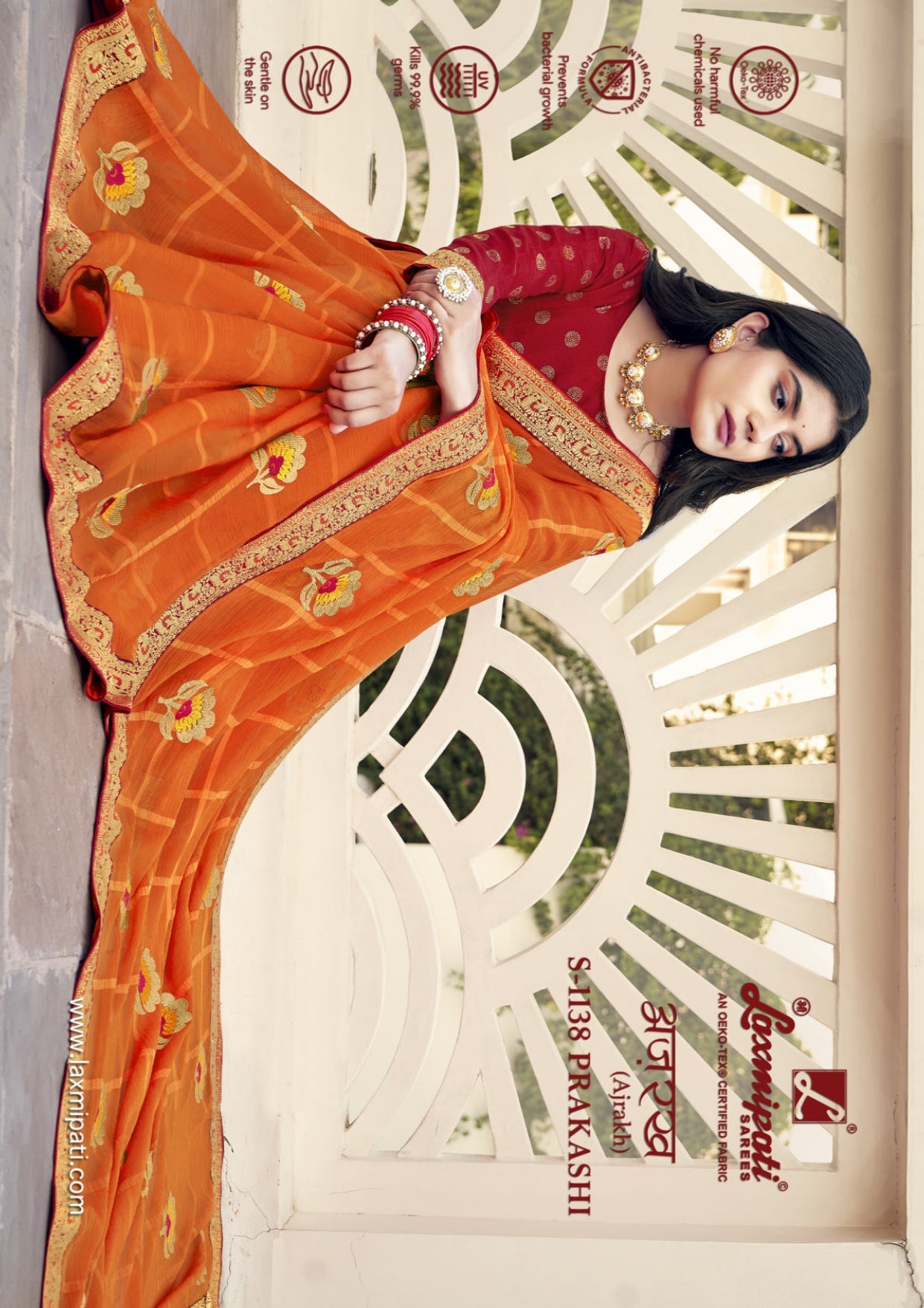 Laxmipati Ajrakh Fancy Print Work Saree 10 Pcs Set – M.R. Saree Emporium