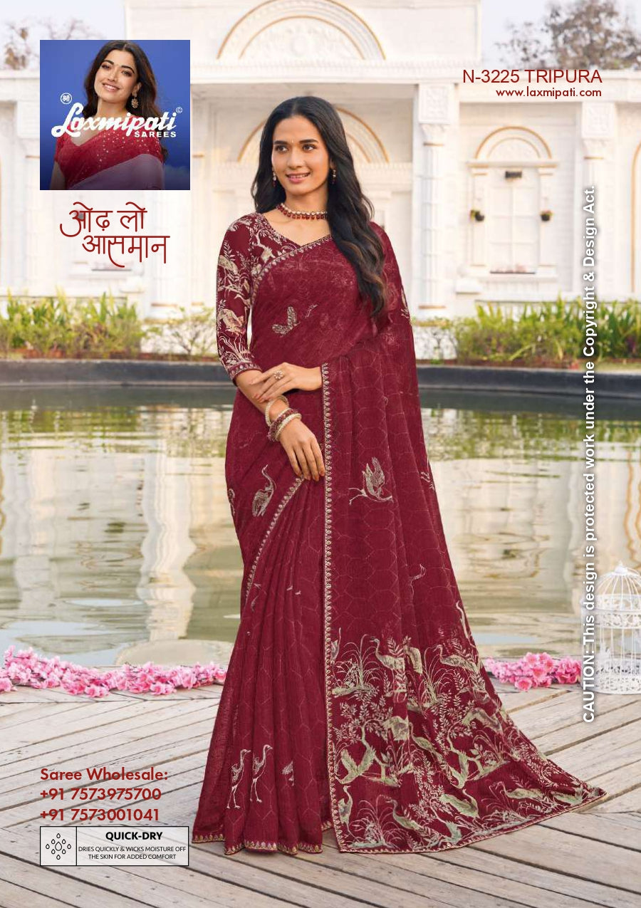 Laxmipati Chiffon, Simmer Chiffon & Georgette Printed Saree 32 Pcs Set Designer Fancy Saree Wholesale Collection – M.R. Saree Emporium