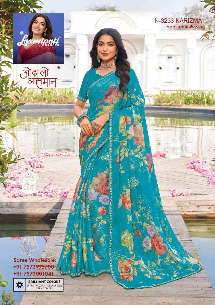 Laxmipati Chiffon, Simmer Chiffon & Georgette Printed Saree 32 Pcs Set Designer Fancy Saree Wholesale Collection – M.R. Saree Emporium