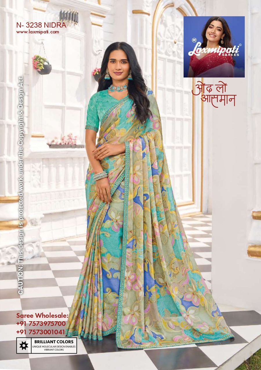 Laxmipati Chiffon, Simmer Chiffon & Georgette Printed Saree 32 Pcs Set Designer Fancy Saree Wholesale Collection – M.R. Saree Emporium