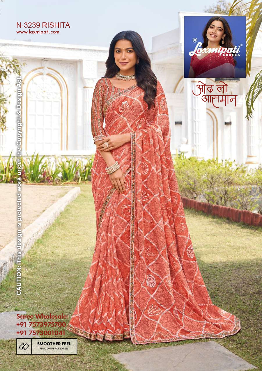 Laxmipati Chiffon, Simmer Chiffon & Georgette Printed Saree 32 Pcs Set Designer Fancy Saree Wholesale Collection – M.R. Saree Emporium