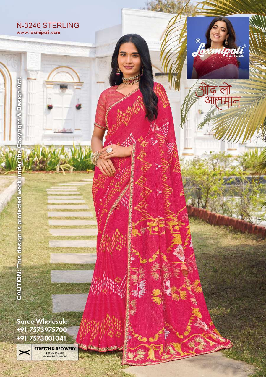 Laxmipati Chiffon, Simmer Chiffon & Georgette Printed Saree 32 Pcs Set Designer Fancy Saree Wholesale Collection – M.R. Saree Emporium