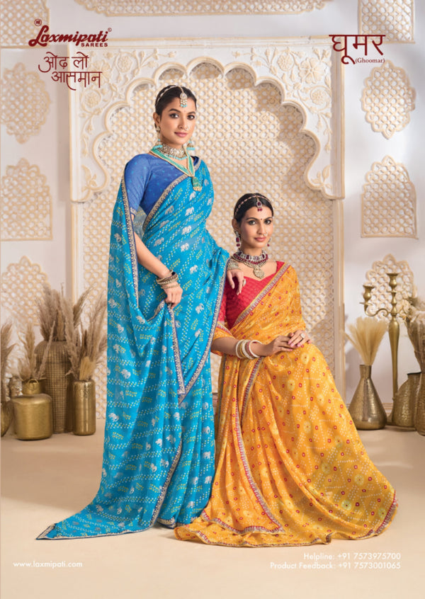 Laxmipati Ghoomar Marble Chiffon Fancy Print Saree Set of 12 Pcs – M.R. Saree Emporium