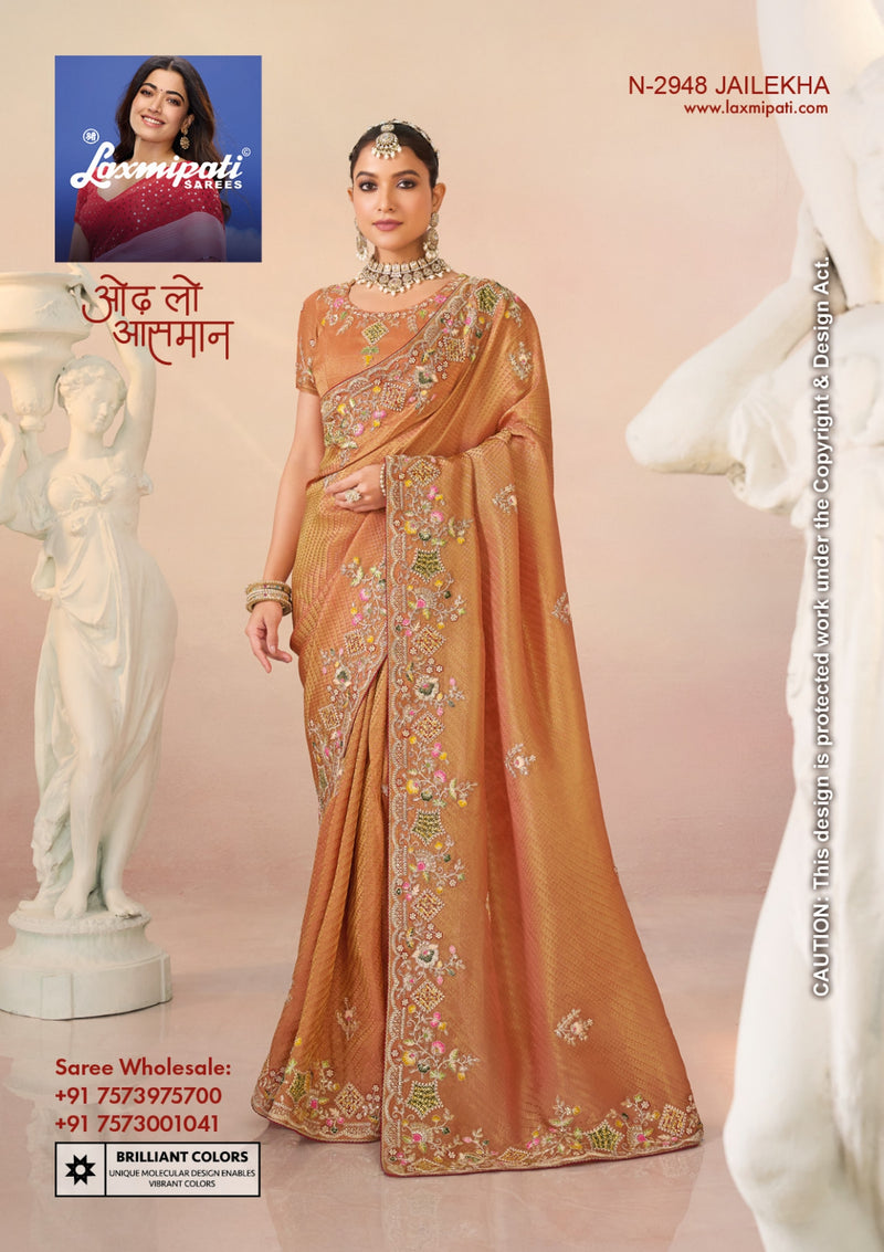 Laxmipati Kesaar Bhog Premium Embroidered Saree – 12 Pcs Set Exclusive Collection by M.R. Saree Emporium