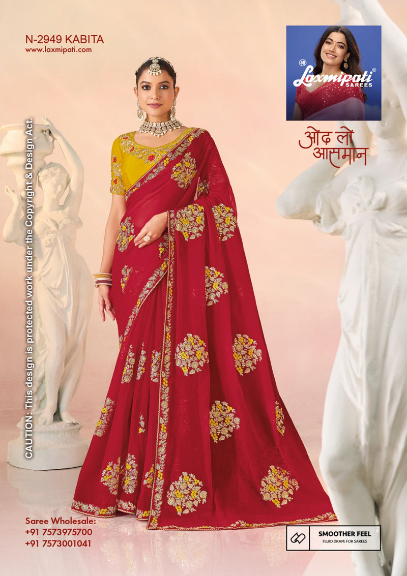 Laxmipati Kesaar Bhog Premium Embroidered Saree – 12 Pcs Set Exclusive Collection by M.R. Saree Emporium