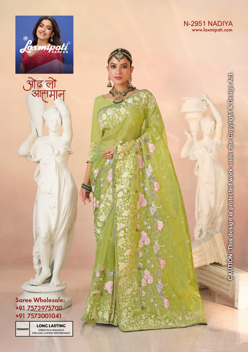 Laxmipati Kesaar Bhog Premium Embroidered Saree – 12 Pcs Set Exclusive Collection by M.R. Saree Emporium