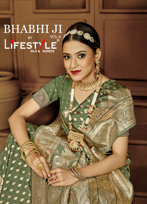 Bhabhiji Vol-8 Lifestyle Sarees Lichi Silk Saree with Jari Work – M.R. Saree Emporium