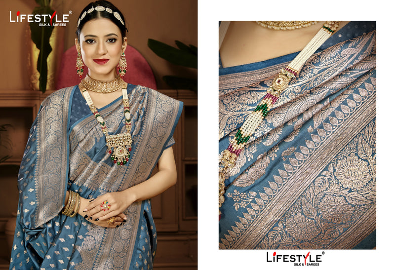 Bhabhiji Vol-8 Lifestyle Sarees Lichi Silk Saree with Jari Work – M.R. Saree Emporium