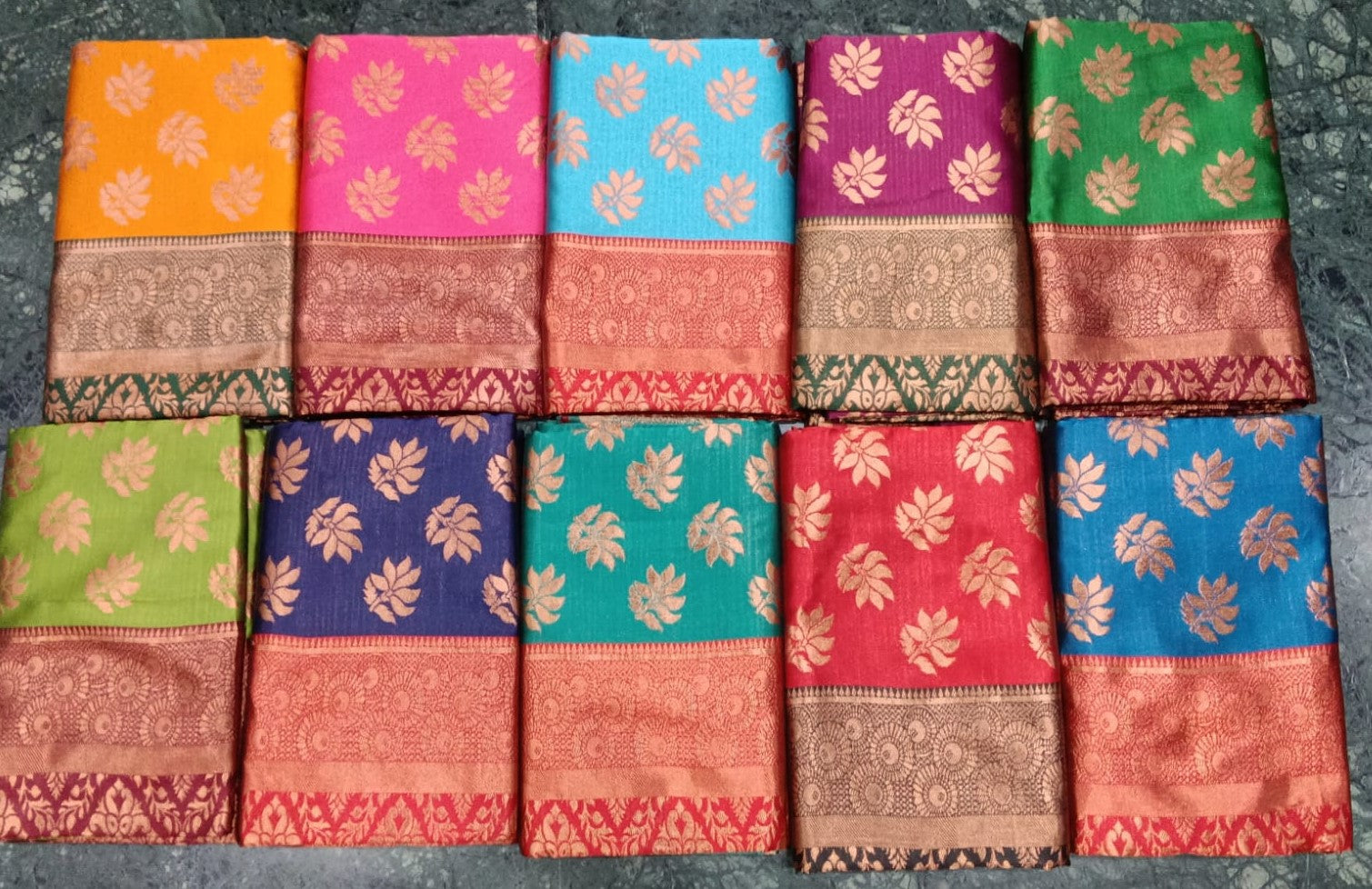 Lichi Silk Jacquard Zari Border Saree – 11 PCS Set-M.R. Saree Emporium