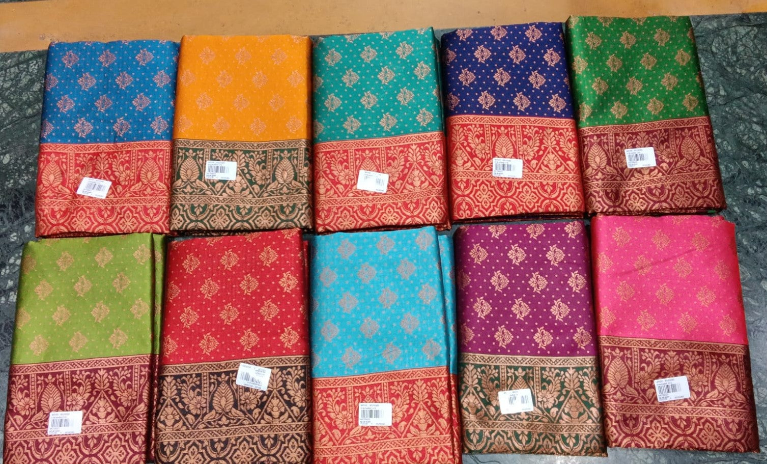 Lichi Silk Jacquard Zari Border Saree – 10 PCS Set-M.R. Saree Emporium