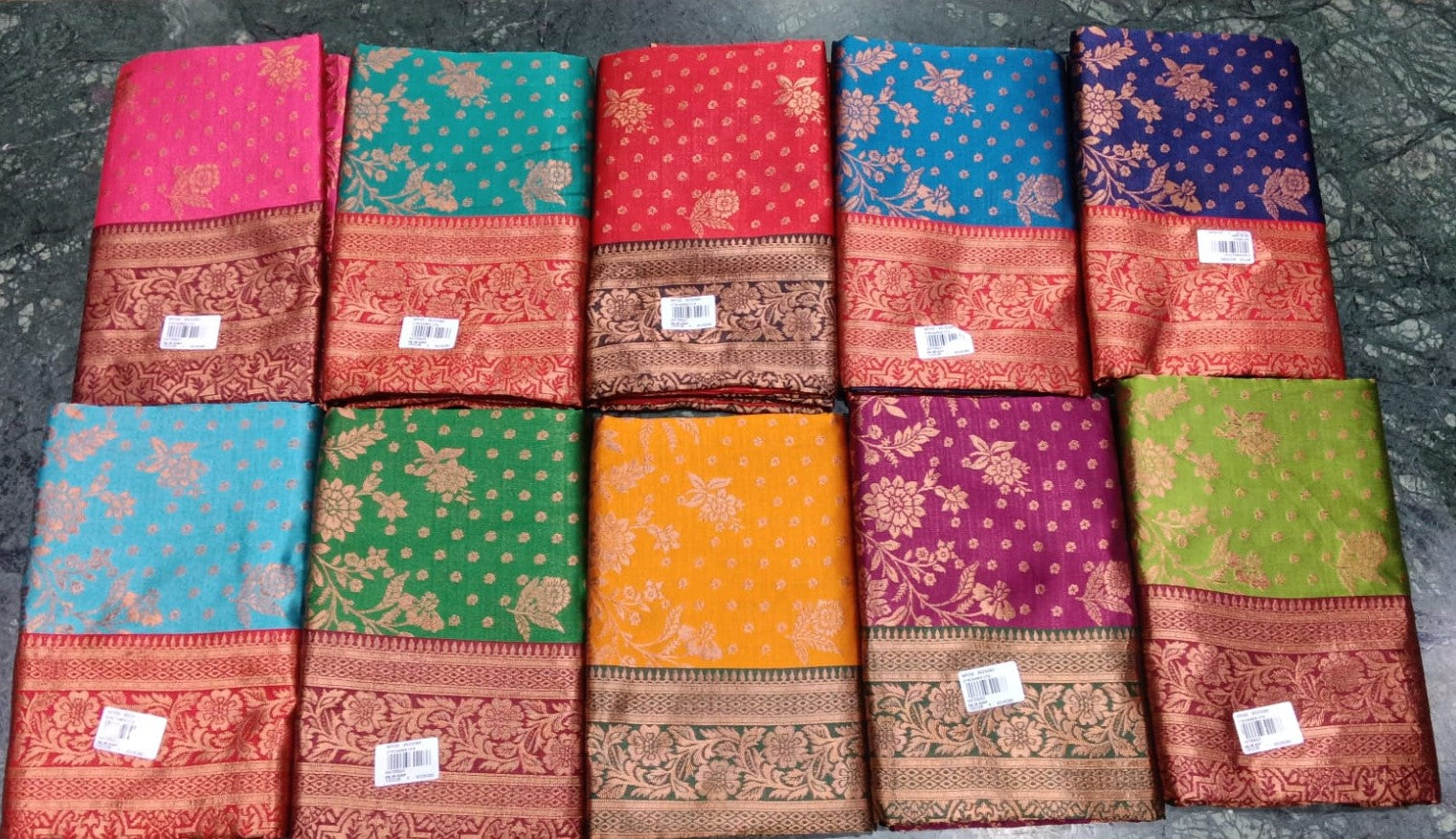 Premium Lichi Silk Floral Jacquard Saree – 10 PCS Set-M.R. Saree Emporium