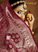 Bhabhiji Vol-7 Lifestyle Sarees Lichi Silk Saree with Jari Work – M.R. Saree Emporium