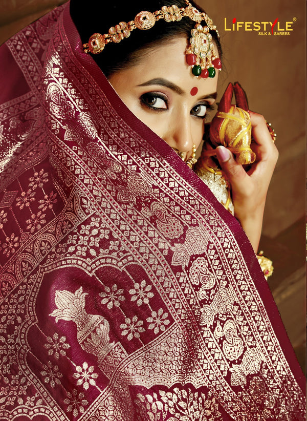 Bhabhiji Vol-7 Lifestyle Sarees Lichi Silk Saree with Jari Work – M.R. Saree Emporium