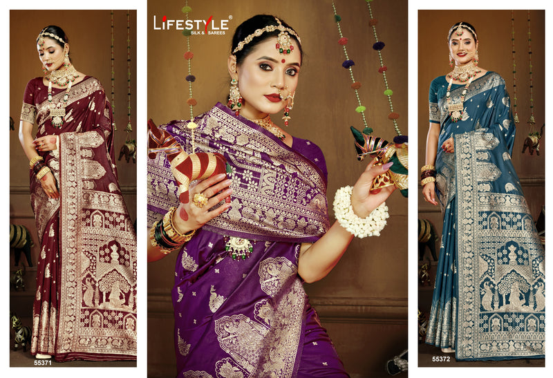 Bhabhiji Vol-7 Lifestyle Sarees Lichi Silk Saree with Jari Work – M.R. Saree Emporium