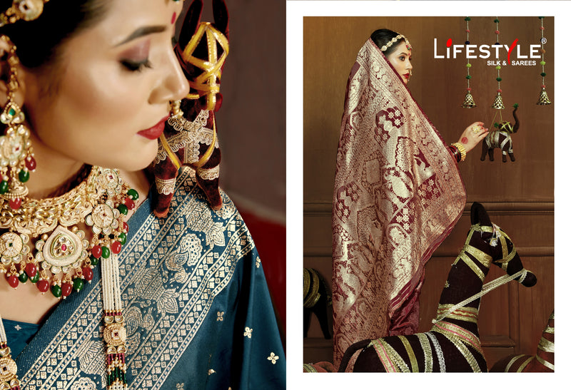 Bhabhiji Vol-7 Lifestyle Sarees Lichi Silk Saree with Jari Work – M.R. Saree Emporium
