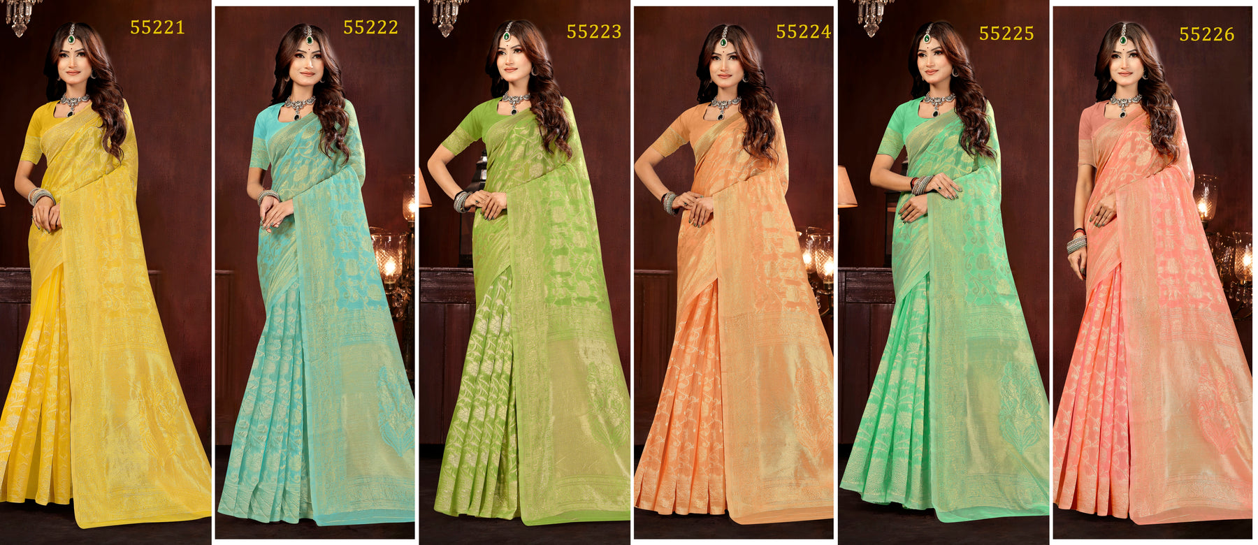 LifeStyle BhelPuri Vol-21 Linen Silk Saree – 6 Pcs Set – M.R. Saree Emporium